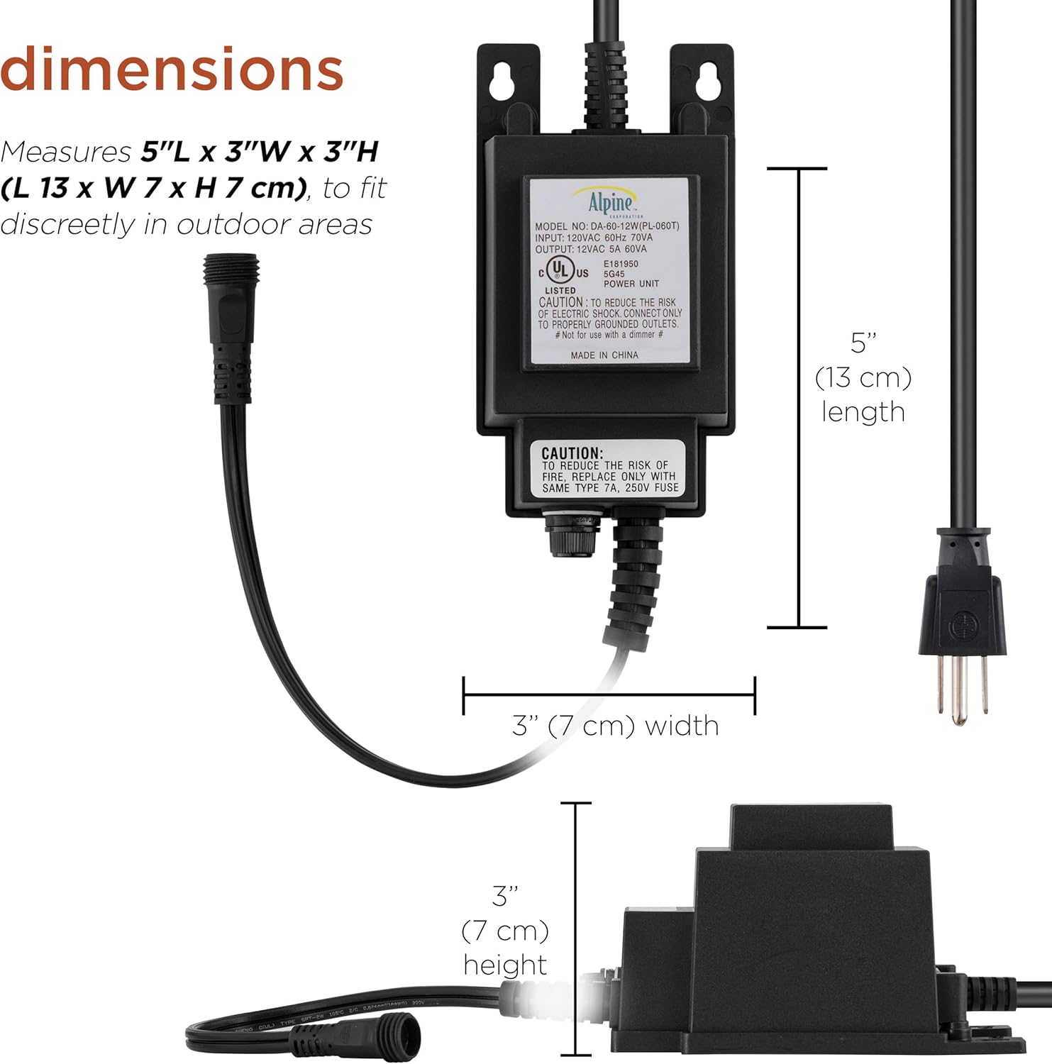 Alpine Corporation Outdoor 60W Replacement Transformer for Fountains and Lights