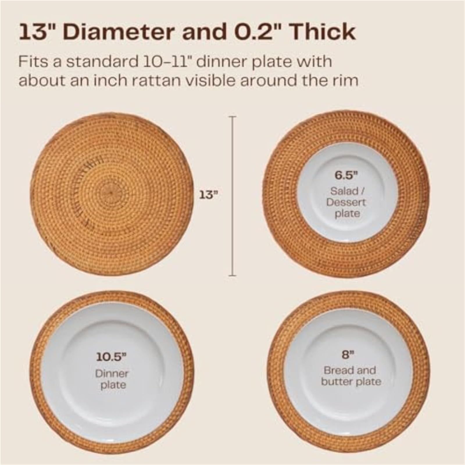 8 Stück Rattan-Tischsets – runde Tischsets Für Tisch | Geräuchert gewebte Tischsets, runde Tischsets – Korbgeflecht-Platzsets for Speiseteller