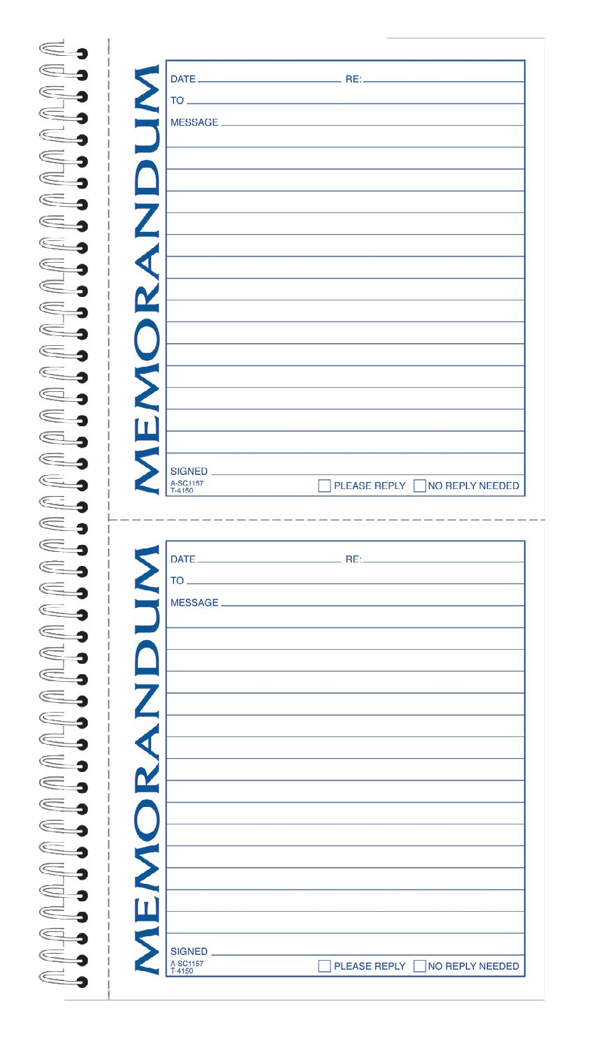 Adams Spiral Memo Book, 5.5 x 11 Inch, 2Part, Carbonless, 2 Memos per