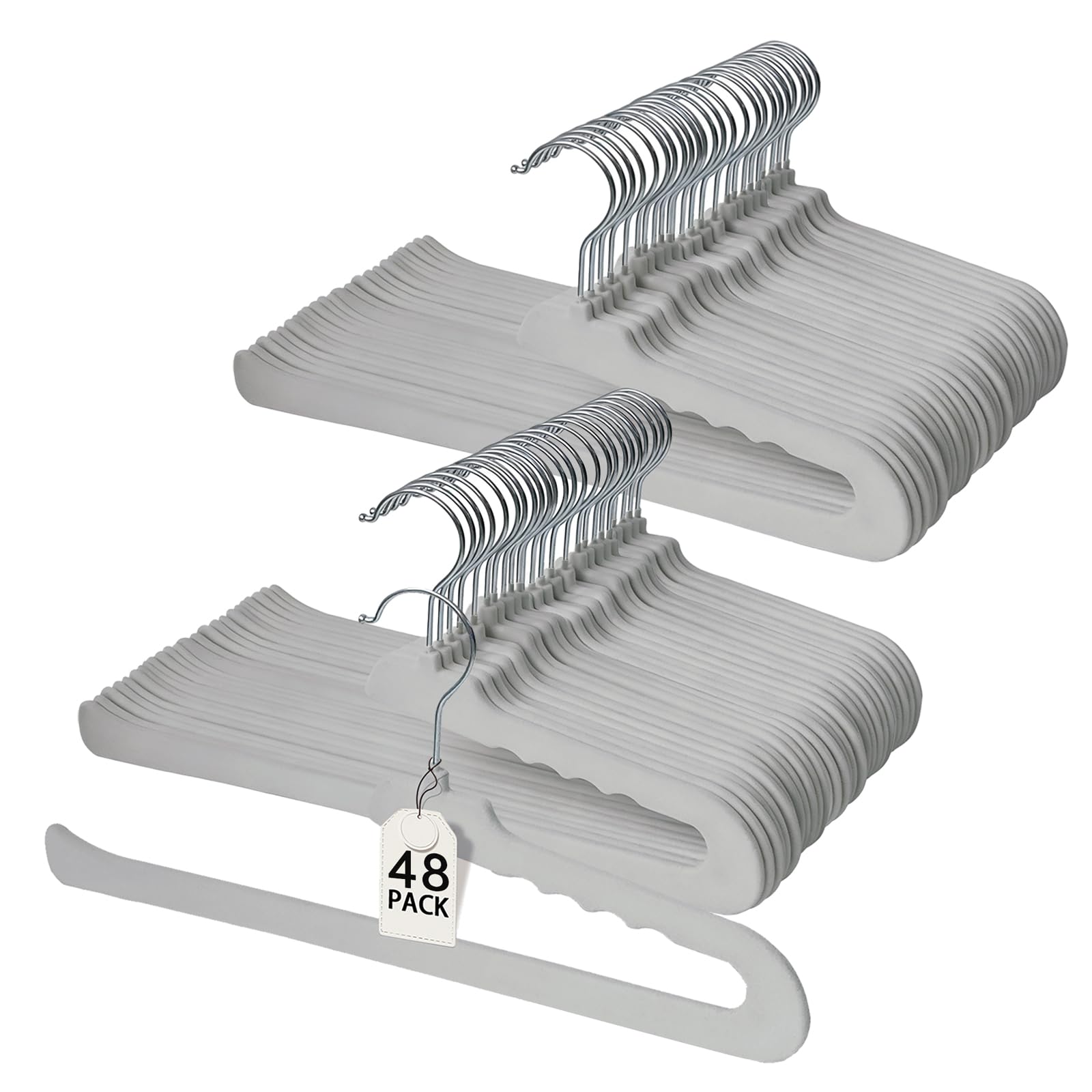 ManGotree Non Slip Velvet Trouser Hangers Felt Jean Hangers 48 Pack Grey โ image 1