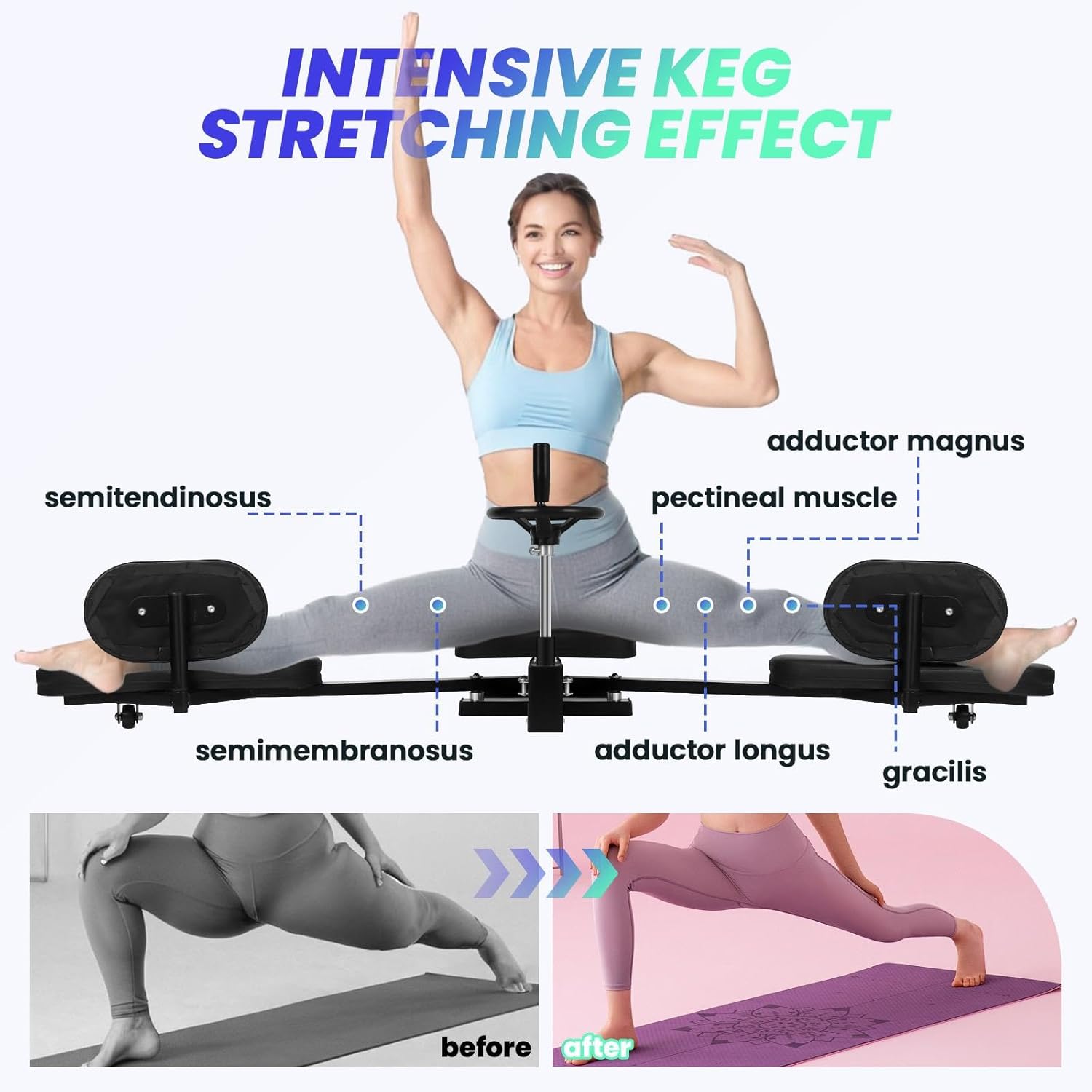 Leg Split Machine 500LBS Capacity, Reinforced Steel Leg Stretcher for Flexibility Training, Adjustable Stretching Equipment for Ballet, Gymnastics & Home Fitness