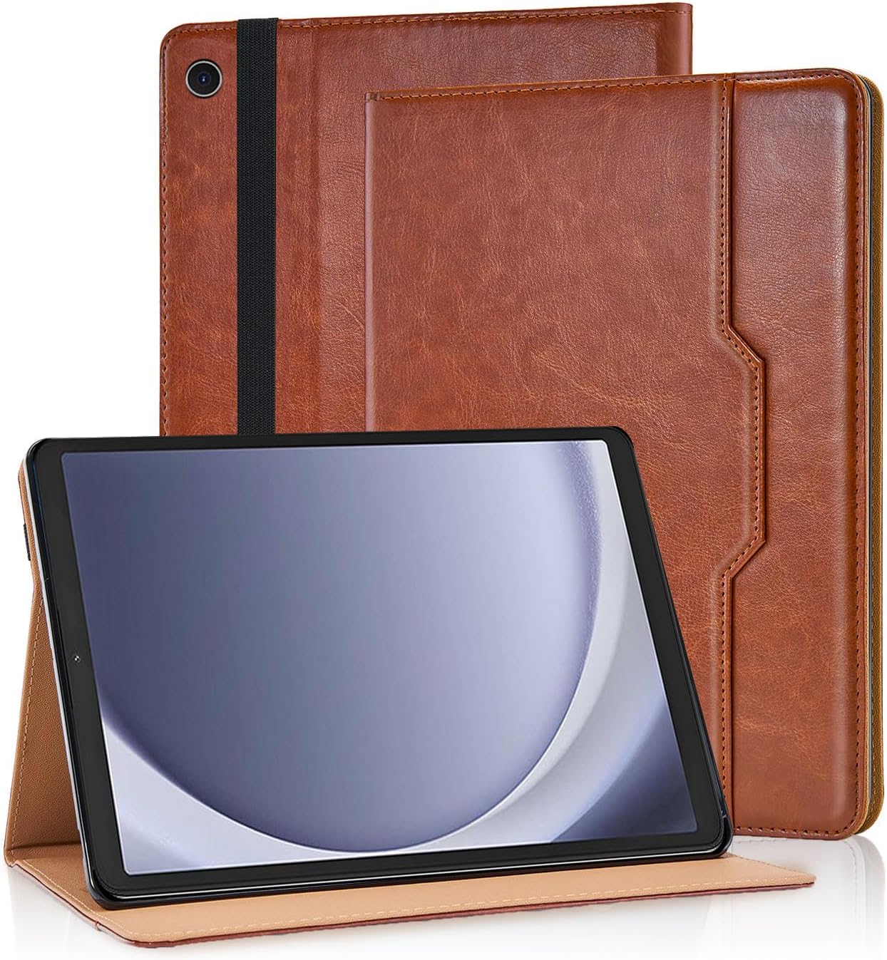 Case for Samsung Galaxy Tab A9 Plus/A9+ 11 Inch 2023 Cover (Model SM-X210/SM-X216/SM-X218) Multi-Angle Viewing Stand with Hand Strap, Brown Galaxy Tab A9 Plus 11 inch Brown