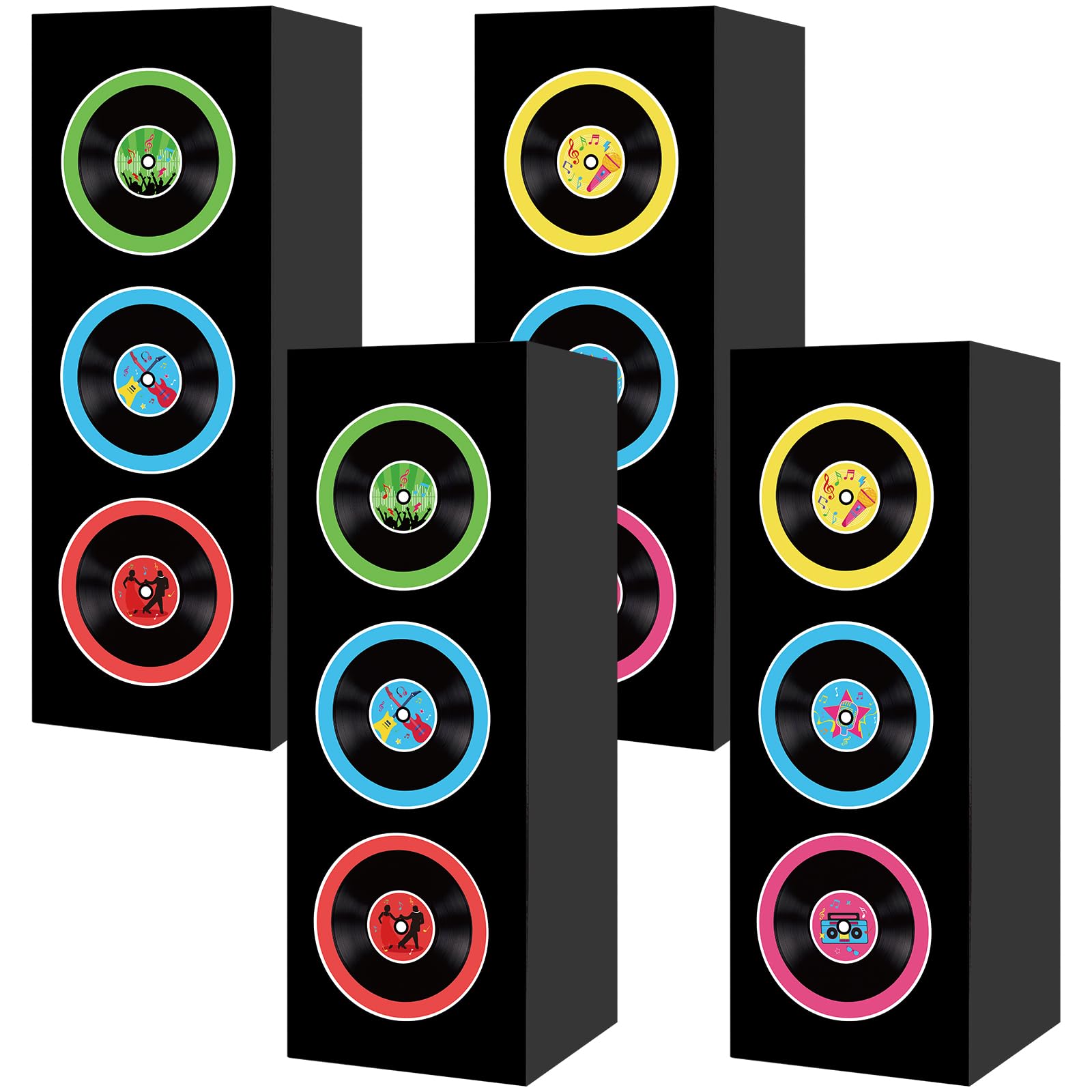 Hxezoc 4 Pcs 80s 90s Party Decorations Hip Hop Music Party Favor Large Paper Boombox Boxes Boom Box Table Centerpieces for Retro 1980s 1990s Theme Neon Birthday Disco Party Supplies