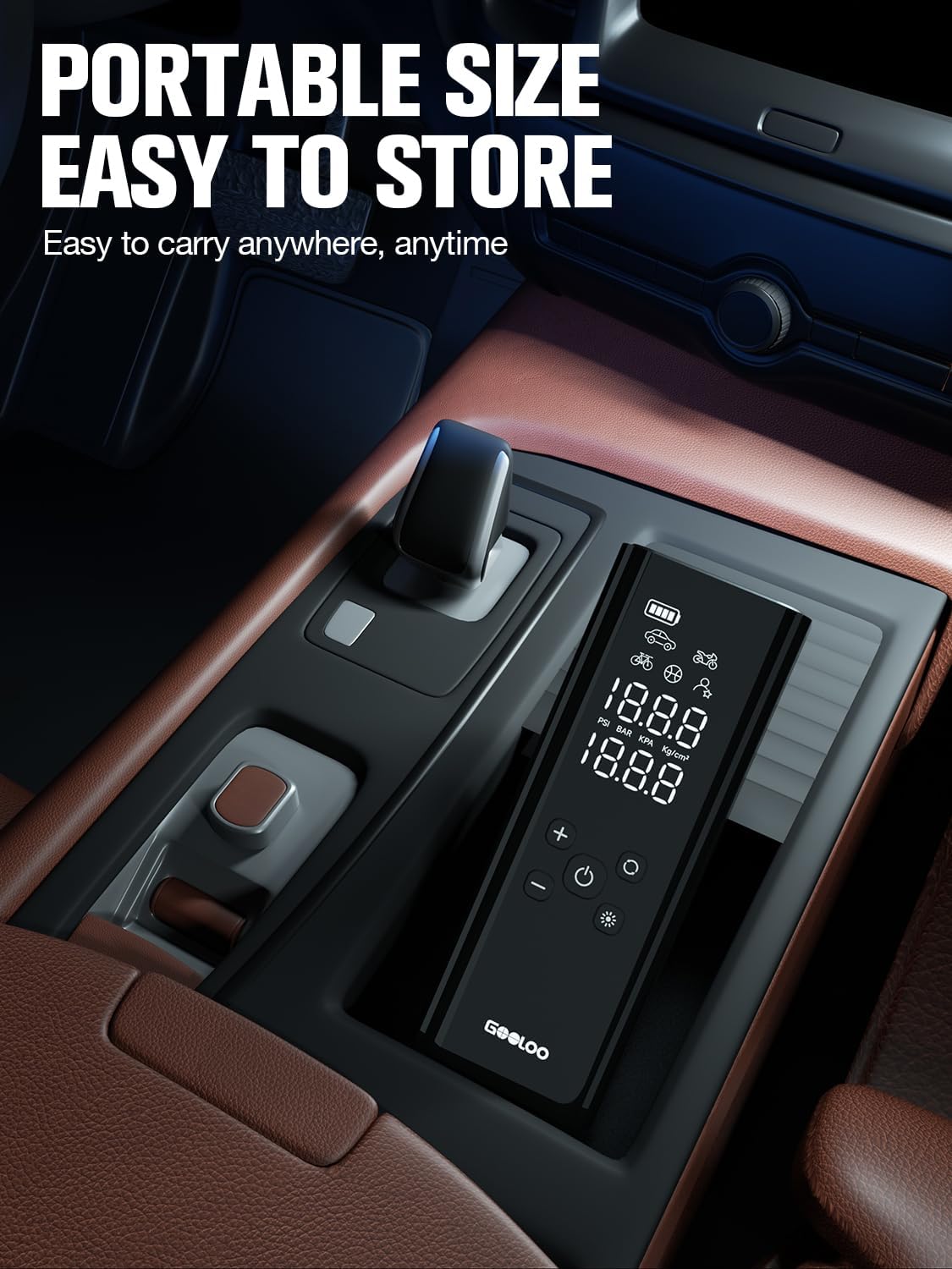 GOOLOO GT150 Tire Inflator Portable Air Compressor，4X Faster 150PSI Cordless Air Pump for Car Tires with Tire Pressure Gauge, Smart Electic Tire Pump with Auto-Shutoff for Pickup, Motor, Bike，Balls