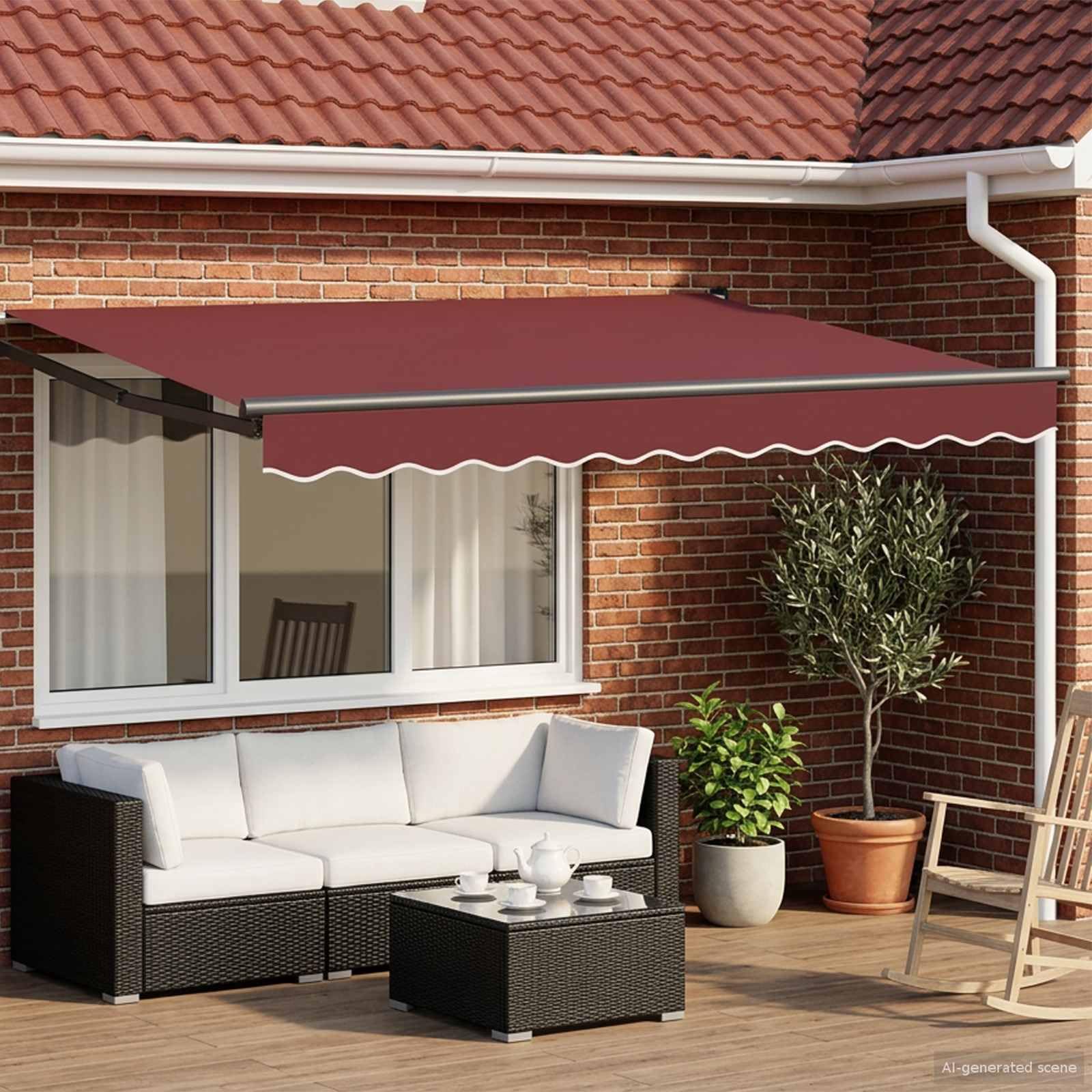 Tenda da sole pieghevole elettrica con sensore meteo e LED 2,5 x 2 m, telaio in alluminio, design moderno e minimalista, avvolgimento automatico in caso di vento forte