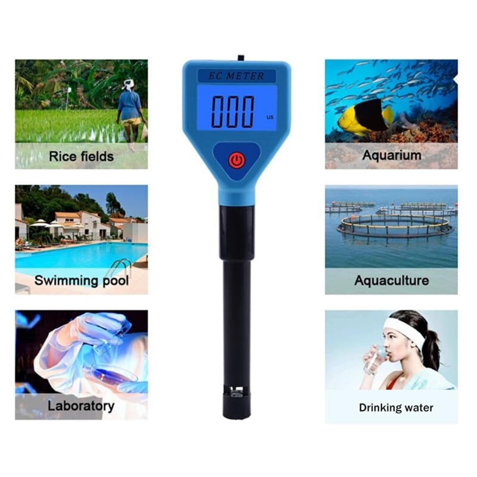 Tester 'Acqua Digitale Analizzatore di Monitoraggio della qualità del Misuratore EC per Piscine Acquari con Vita Potabile