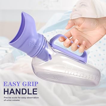 Female Urinal for Women 1200ml Portable Pee Bottle with Soft Rubber Funnel & Spill-Proof Lid, Bed Pan for Elderly, Patients, Travel, Camping, Bedside Use (Purple)