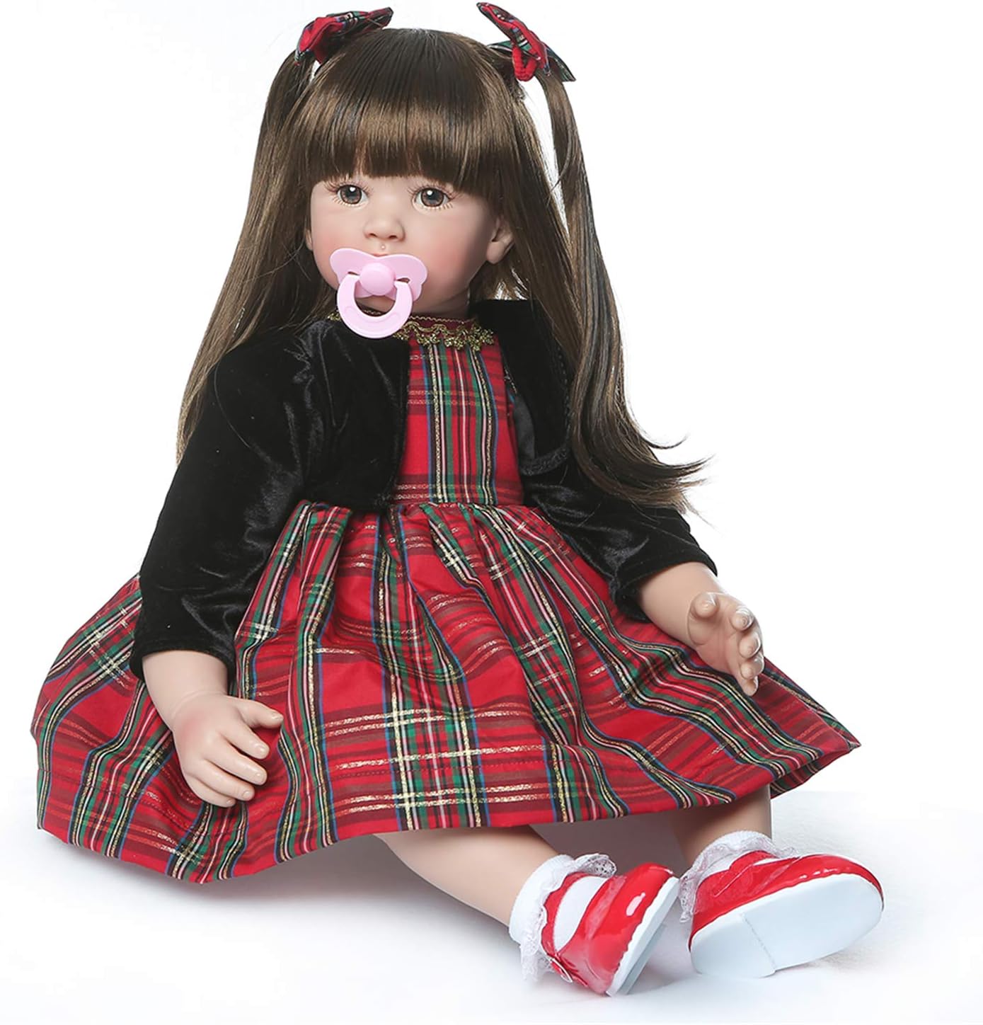 Zero Pam Reborn Baby Dolls Toddler Realistic Girl 24 Inch 60cm Real Looking Baby Silicone Limbs and Head Soft Cloth Weighted Body 6-12M Bebe Feel with Beautiful Princess Dress (Princess Dress)