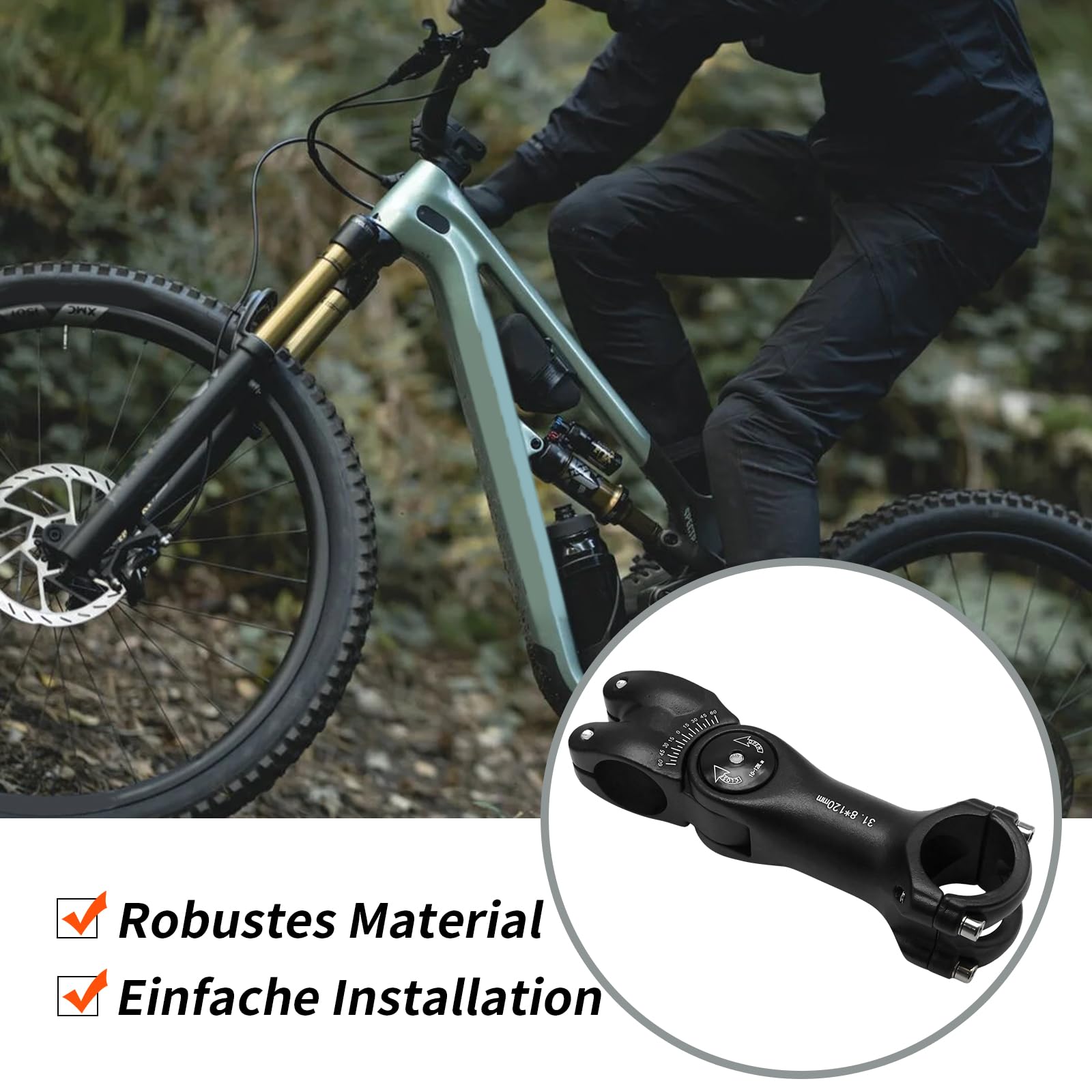 Regulowany wspornik kierownicy rowerowej, 31,8 mm x 120 mm, kąt ± 60°, stop aluminium, zamiennik do rowerów MTB, rowerów szosowych, BMX