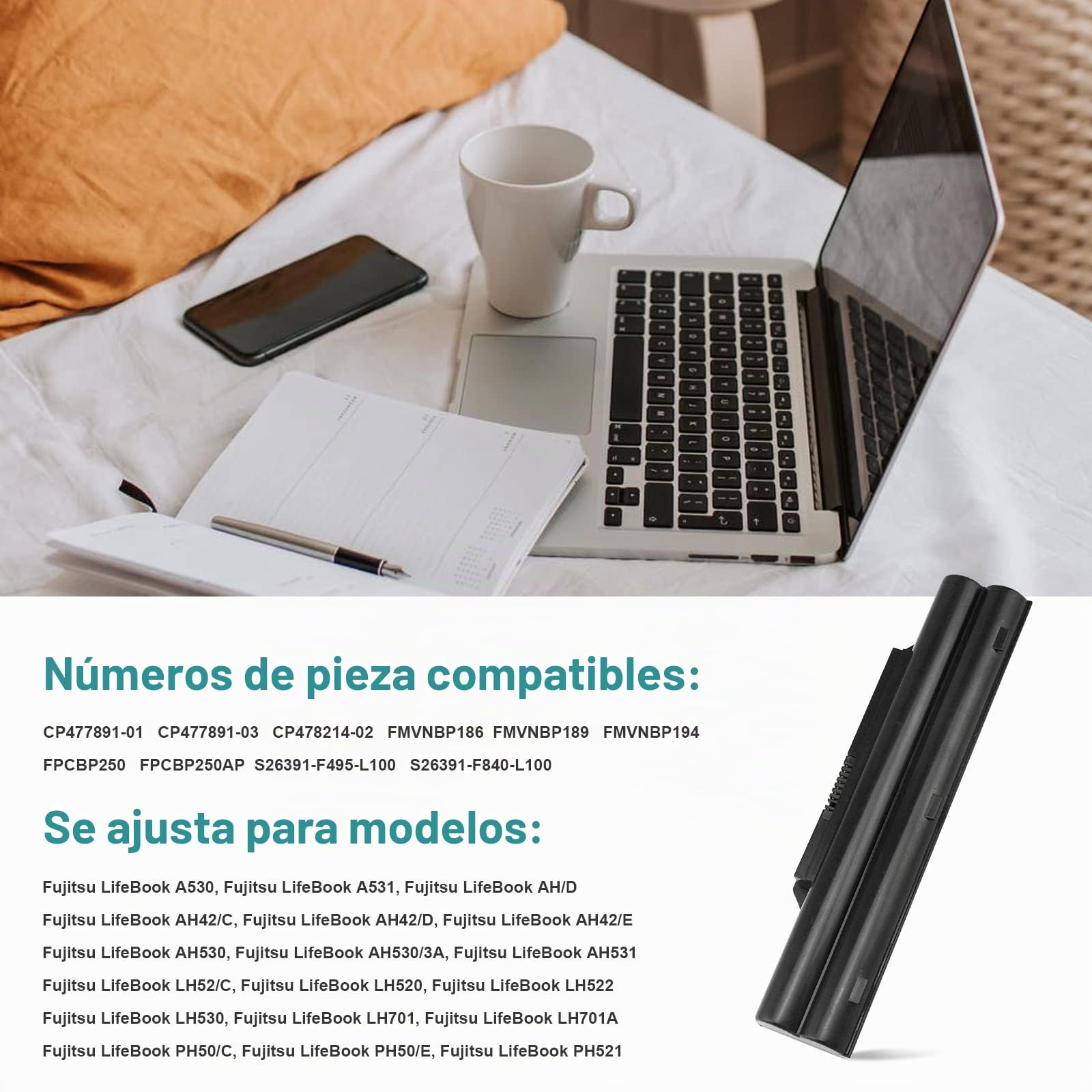 ASUNCELL Batería del Ordenador portátil para Fujitsu LifeBookA530 A531 AH530 AH530/3A AH531 LH52/C LH520 LH522 LH530 LH701 LH701A PH50/C PH50/E PH521 AH/D AH42/C AH42/D AH42/E