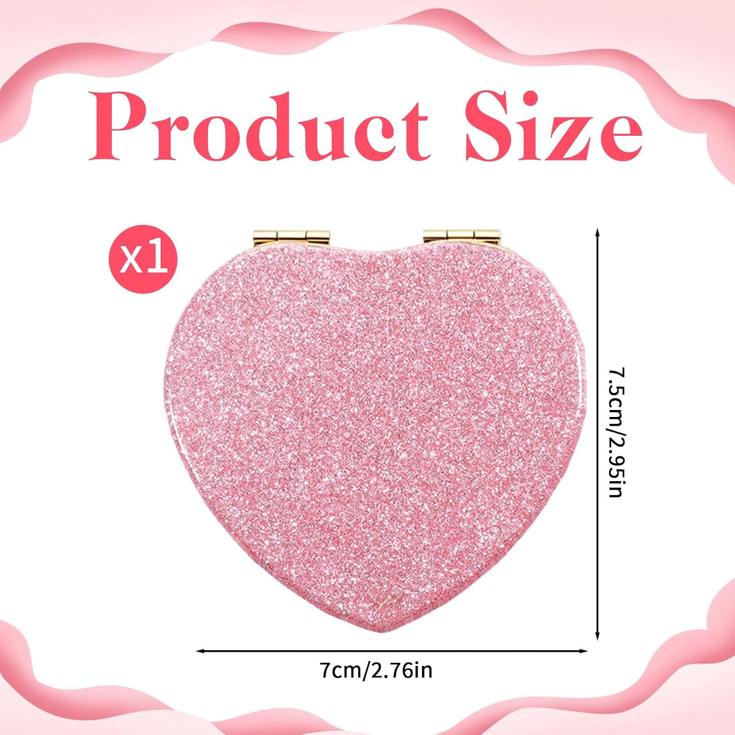 Pink Small Mirror Compact Heart Mirror for Women | Pink Compact Purse Mirror, Small Heart Mirror for Women, Portable Travel Makeup Mirrors for Women Girls Office Home