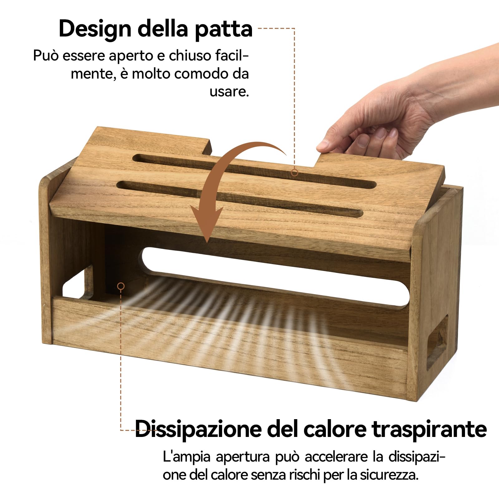 Scatola Organizzatrice Cavi In Legno Paulownia KIRIGEN - Elegante E Sicura Per Casa E Ufficio - Foto 4