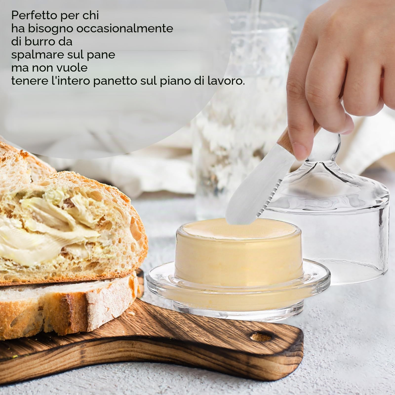 SUMNACON 2 contenitori per burro in vetro con coperchio a cupola, trasparenti | Mini contenitore rotondo per burro, contenitore da cucina per burro, marmellata, semifreddo, dessert