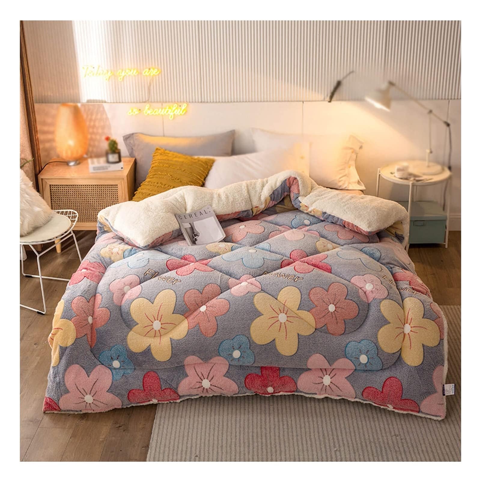 LLiuvcc Super Warm Thickened Lamb Quilt Winter Blanket，Breathable Fluffy Plush Double Sided Velvet Blanket for Home Bedroom(Color2,150x200cm(3.5KG))