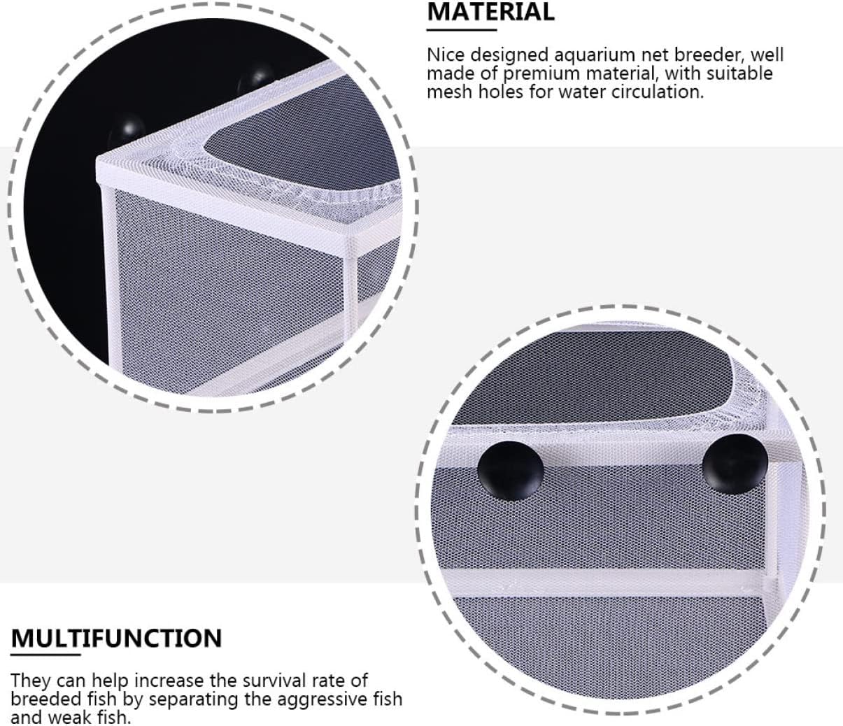 Large Fish Breeding Isolation Box Aquarium Incubator for Tropical Fish with Suction Cups Hatchery Fishing Net for Safe Fry Protection