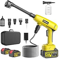 Highsam Cordless Pressure Washer 1250 PSI with 2x 4.0Ah Batteries, Charger & 6-in-1 Nozzle - Portable Power Washer for Car, Patio & Home (Highsam01)