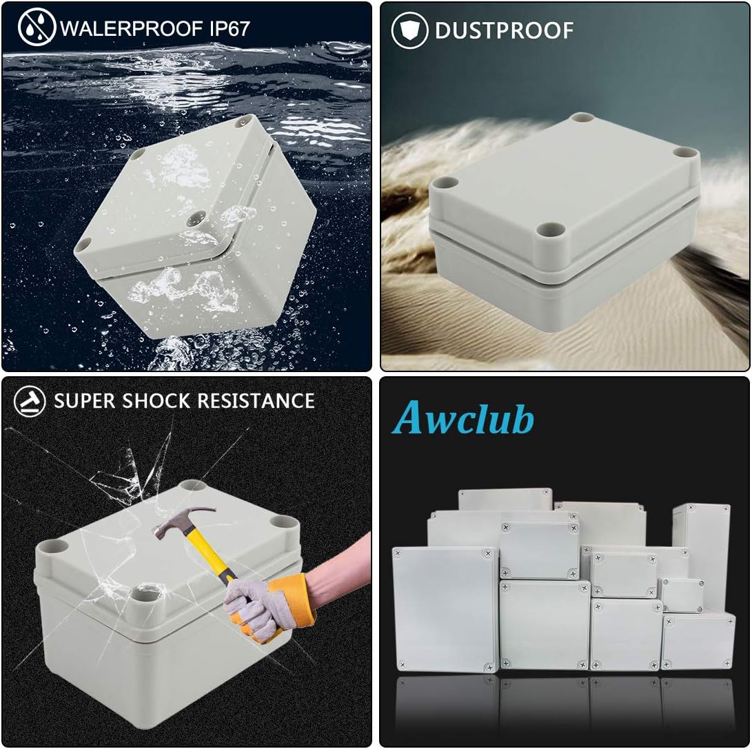 7.2"x3.2"x2.8"(180mmx80mmx70mm) Dustproof IP67 Junction Box DIY Case Enclosure Gray