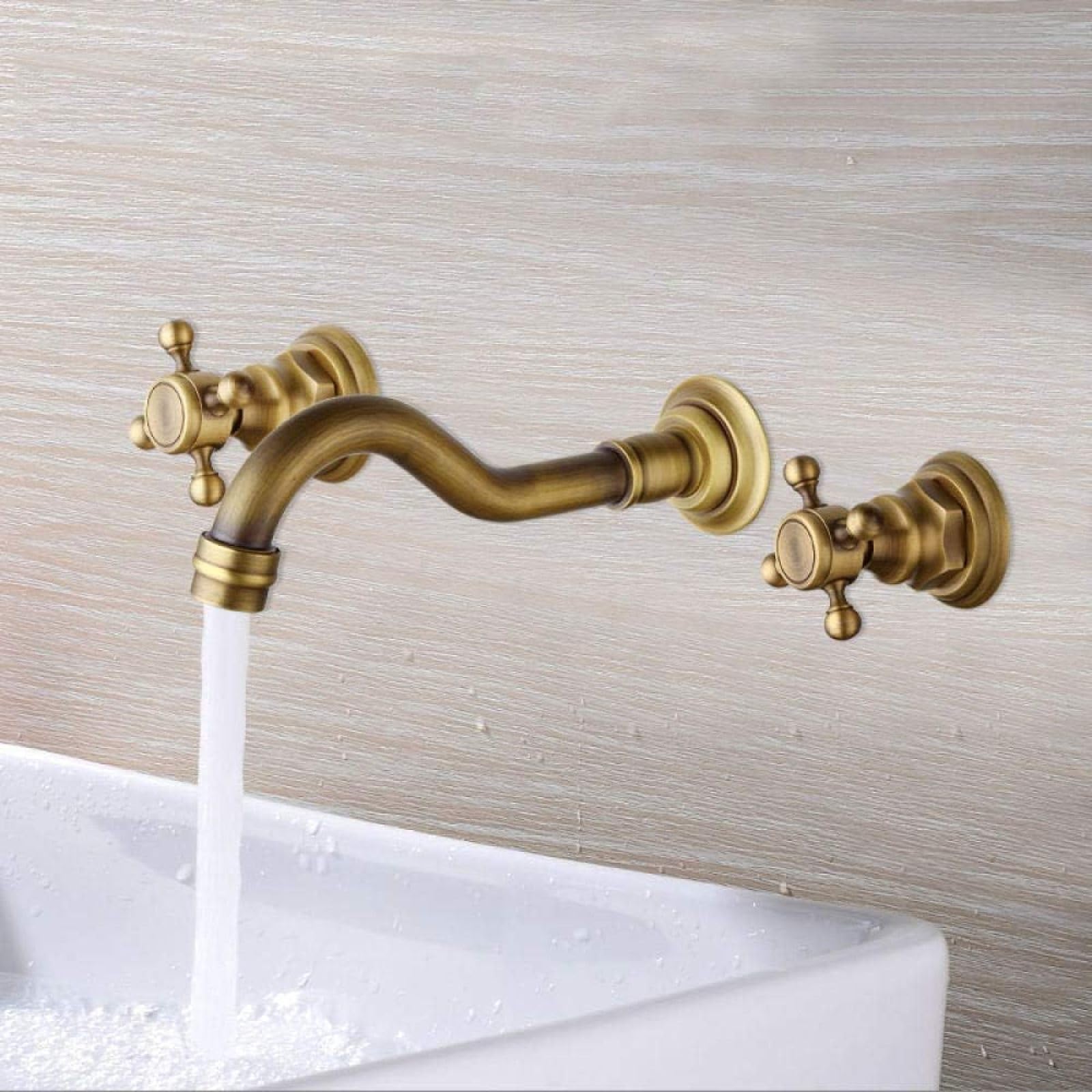 Sxithgkdw Faucet, 3Pcs Bathroom Sink Faucet Orb Bathtub Mixer Antique Brass Deck Mounted Hot&Cold Water Bathtub Basin Faucets