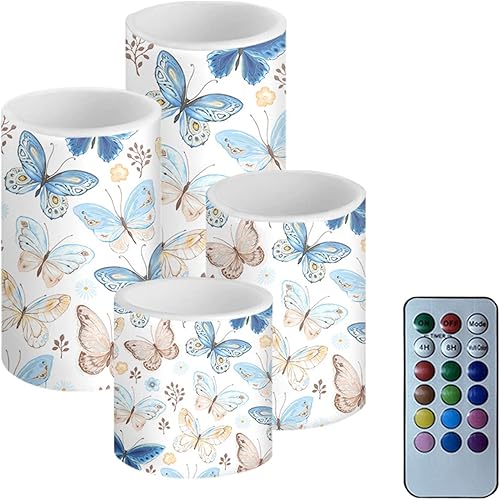 Miniatura 1 de GLENLCWE Velas LED parpadeantes sin llama de mariposa azul para mujeres y mujeres, velas elegantes para decoración del hogar, velas de fiesta para