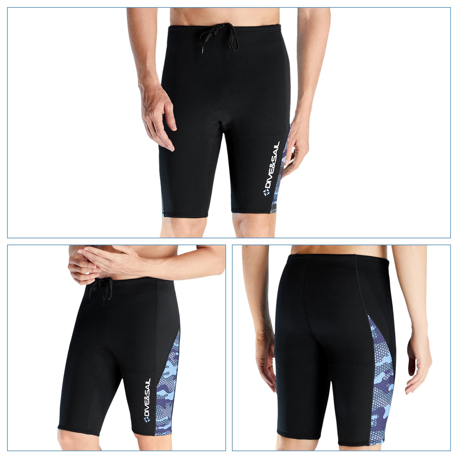 Short de plongée en néoprène pour homme, 2 mm d'épaisseur, pour la plongée, le surf, les sports nautiques, avec tuba et kayak