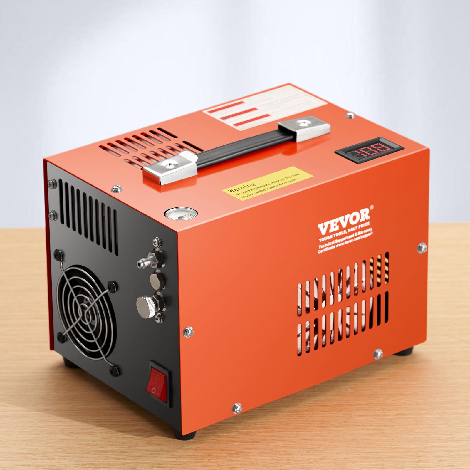 VEVOR PCP-Luftkompressor, 4500 PSI PCP-Luftgewehrkompressor mit eingebautem Konverter & Lüfterkühlsystem, DC12 V/AC230 V Kompressorpumpe mit manuellem Stopp für Luftgewehr, Paintball & Tauchflaschen