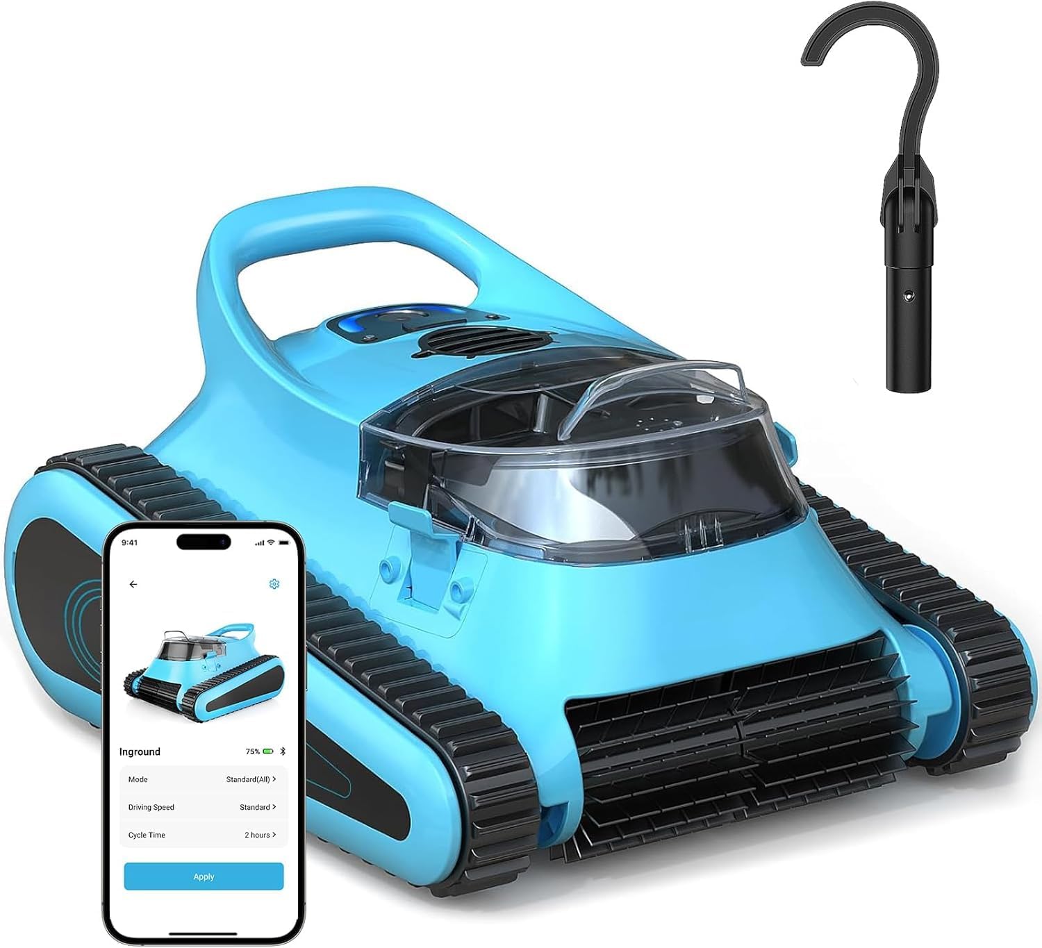 Cordless Pool Vacuum for Inground Pools: Robotic Pool Cleaner for Floor&Wall Climbing & Waterline Cleaning,APP Support, 180W Suction Scrubbing 150 Mins Long Battery for Pools Up to 2,000 sq.ft