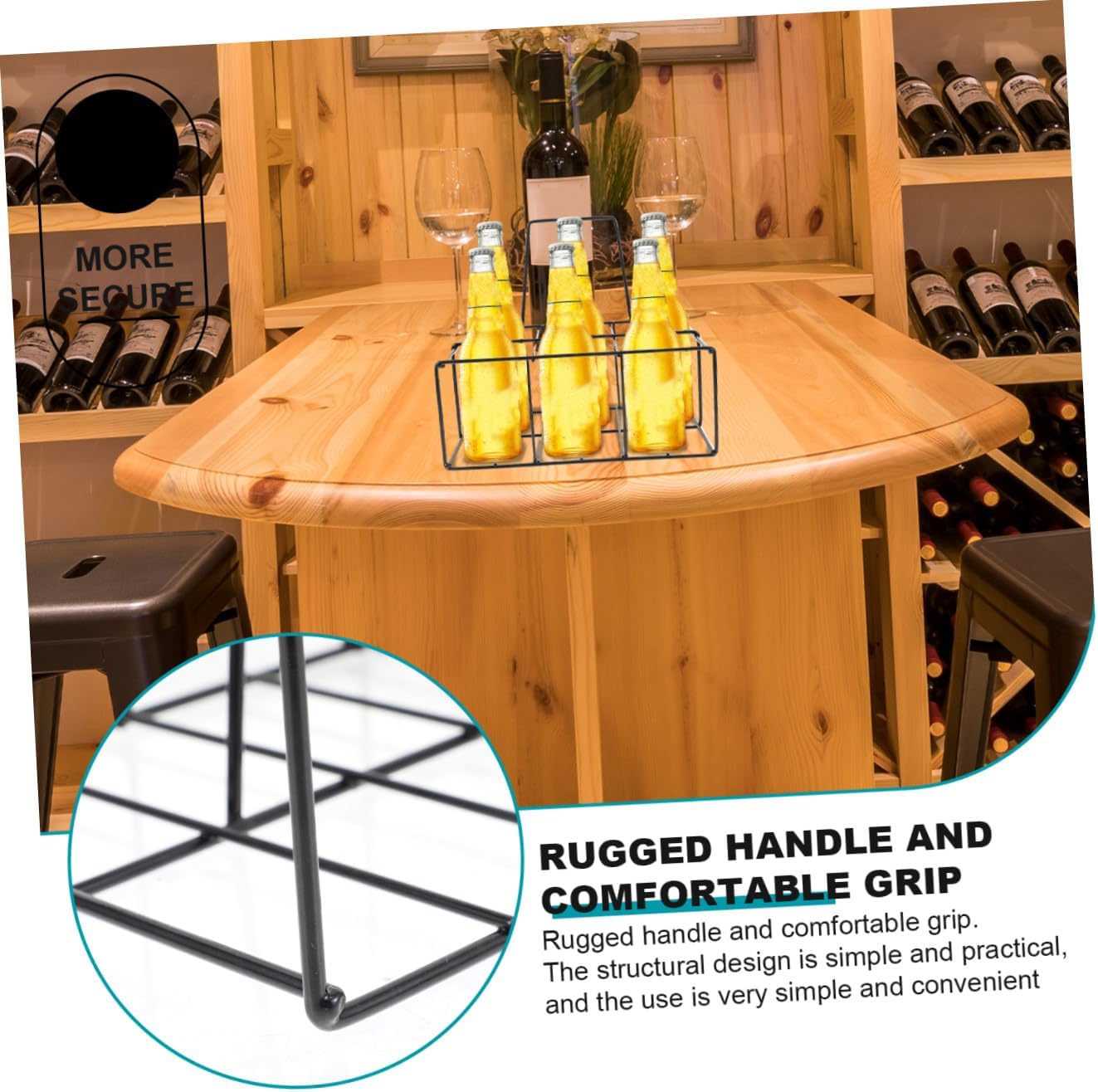 6grids Beer Bottle Milk Bottle Carrier Rack Iron Craft Holder for Organizing Compartment Design Versatile Storage for Home and Events