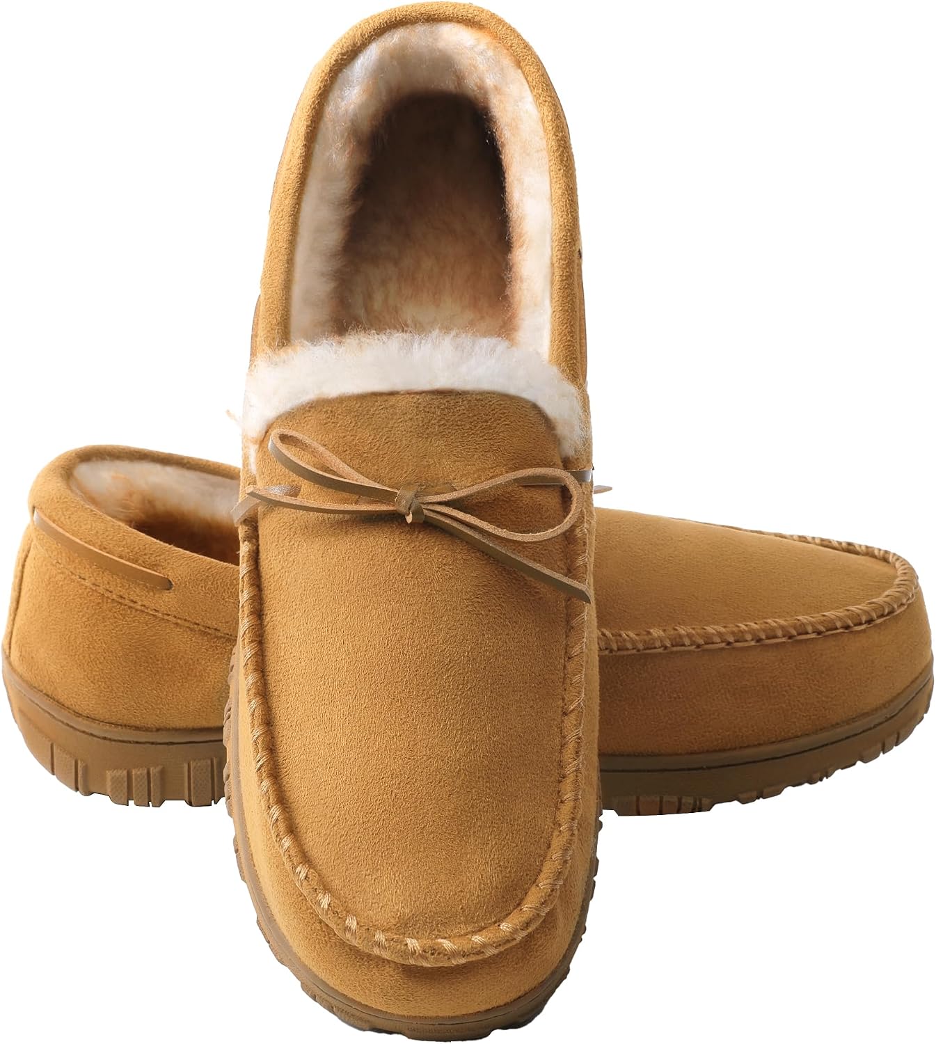 Mens Slippers Moccasins Slippers for Men House Shoes with Warm and Cozy Memory Foam Hard Sole Men's Indoor Outdoor Slipper