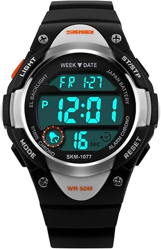 Reloj digital deportivo para niños y niñas, resistente al agua, relojes electrónicos con alarma LED, cronómetro