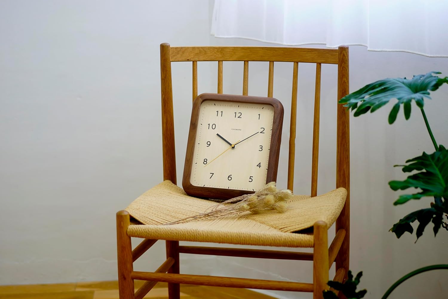 Wooden Wall Clock Japanese Handcrafted Solid Wood Clock Silent Non-Ticking Battery Operated Modern Decorative for Living Room Bedroom Office Book Clock CH-074 (Walnut)