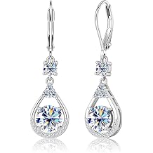 Moissanite Dangle Earrings for Women,3ct Teardrop Leverback Drop Jewelry