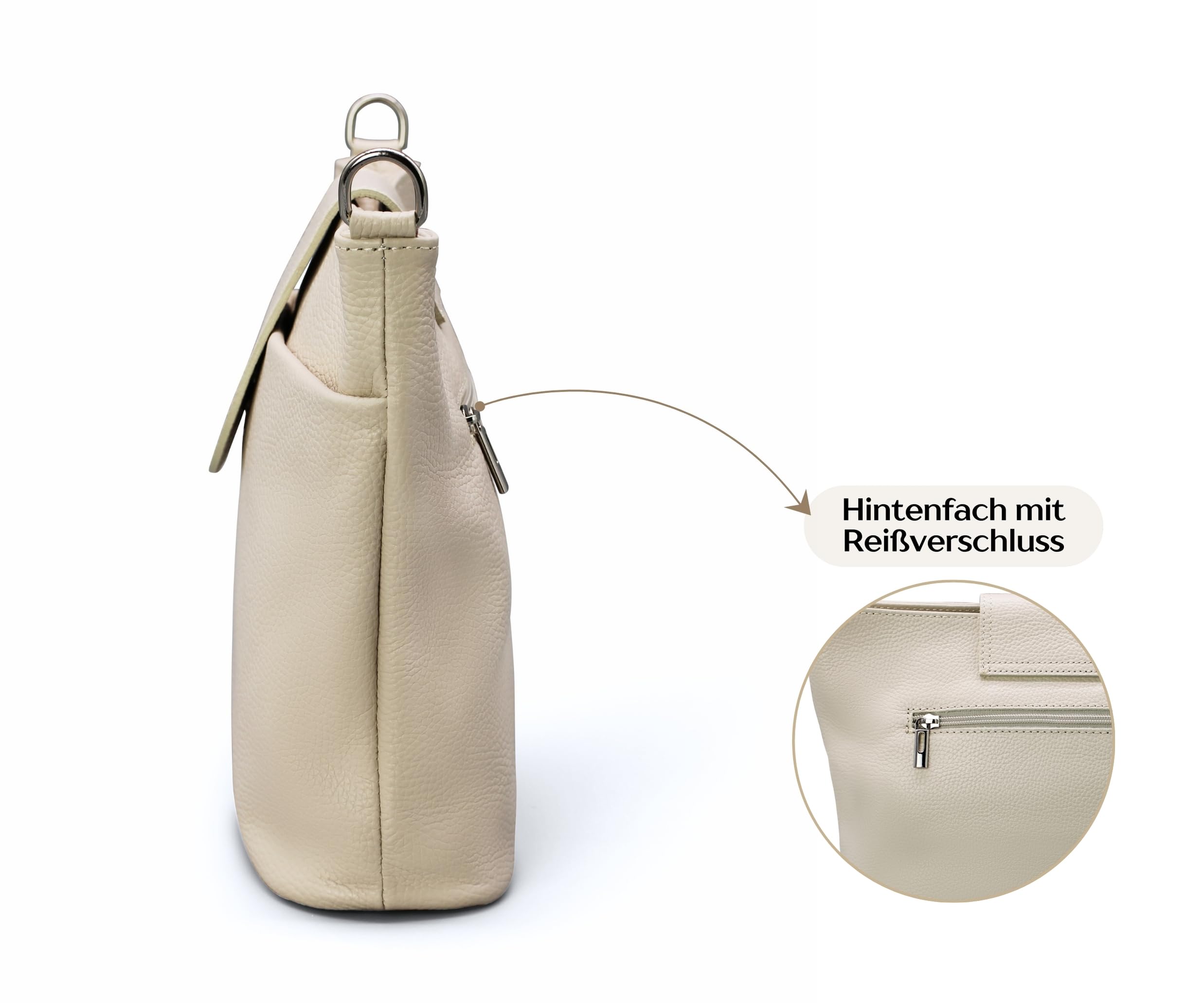 Brise Art ELLIE Damen Umhängetasche Echtleder Handgefertigt Crossbody Bag | [Test SEHR GUT, Note 1.1], Echtes Leder, Schultertasche mit Ledergurt & wahlweise gemustertem Riemen, 6 Fächer, Made in Italy