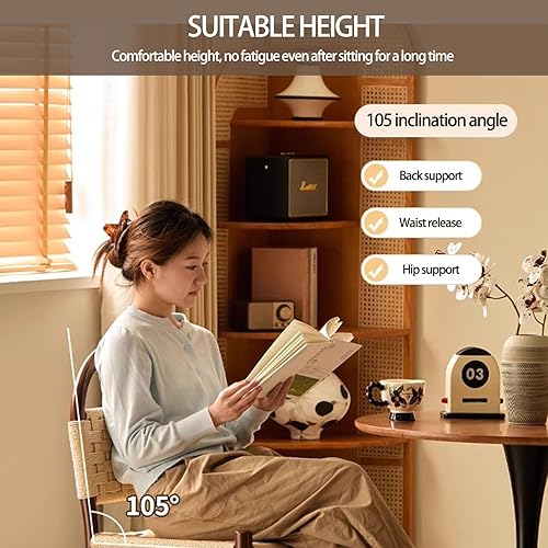 Miniatura 3 de Sillas de comedor de ratán de madera, sillas de cocina tejidas, silla de comedor con patas de madera, silla de tocador, silla lateral sin brazos