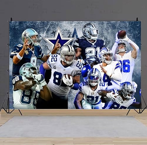 Miniatura 5 de Decoraciones de cumpleaños de Cowboys, telón de fondo de fútbol americano con texto en inglés "Happy Birthday" para suministros de fiesta de