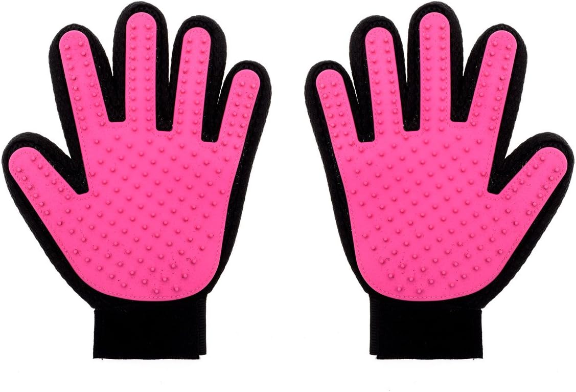 Pet Grooming Glove-Pet Hair Remover Glove, Pet Hair Remover Mitt,Deshedding Glove Perfect for Dogs & Cats with Long & Short Fur(2-Pack Pink)