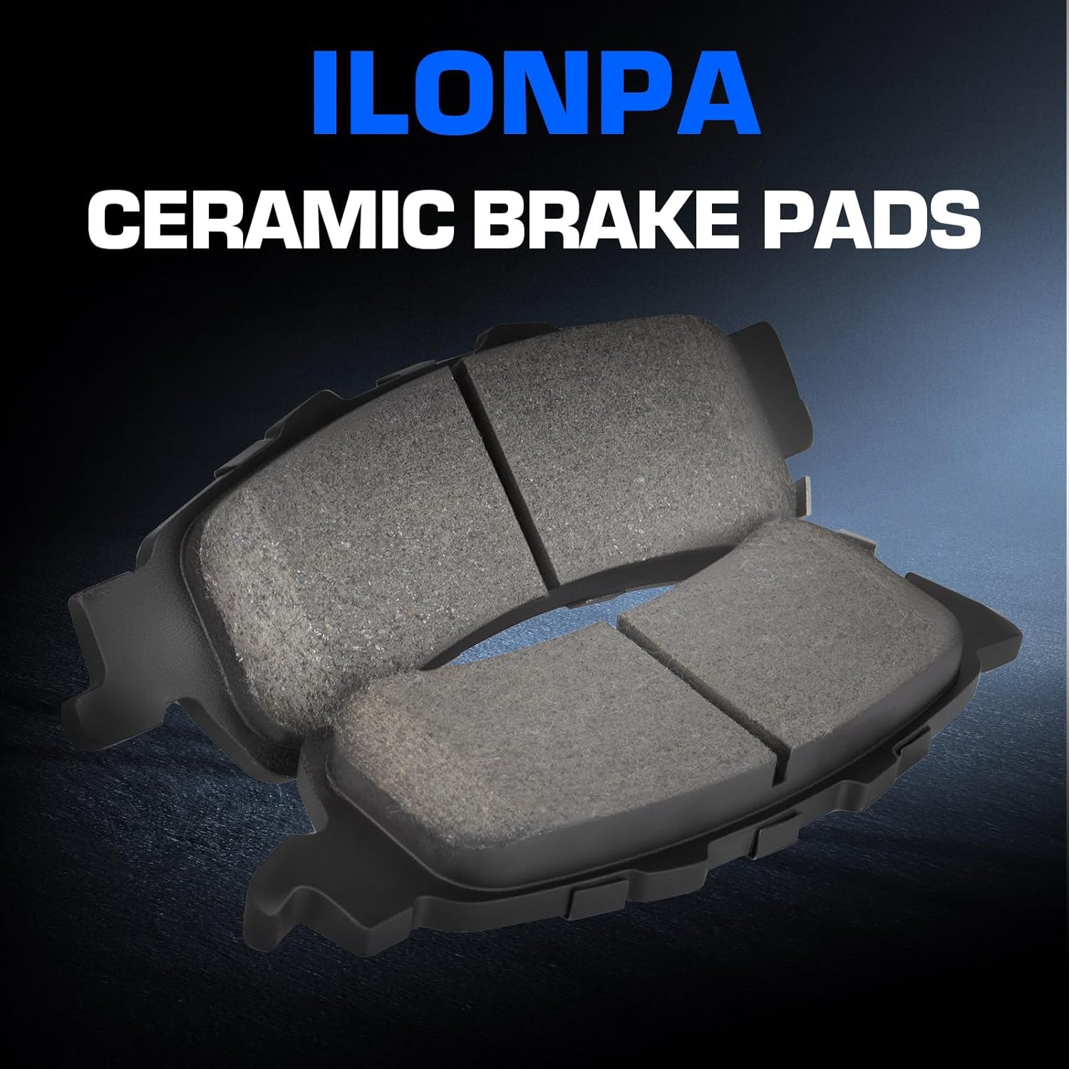 ILONPA Rear Ceramic Disc Brake Pads Set for Chevy Silverado 1500 1999-2006, Tahoe 2000-2001, for GMC Sierra 1500 1999-2006, for Cadillac DeVille 2000-2005, DTS 2006-2011, 4PCS(With Hardware)