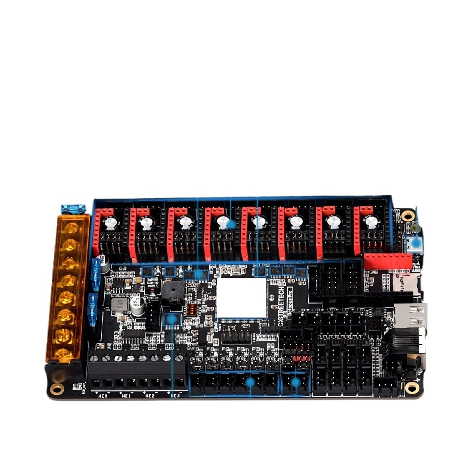 Support De Carte Mère D'imprimante 3D Octopus Pro, Compatible Avec BIGTREETECH,(Octopus Pro F446,With TMC2209 x8)