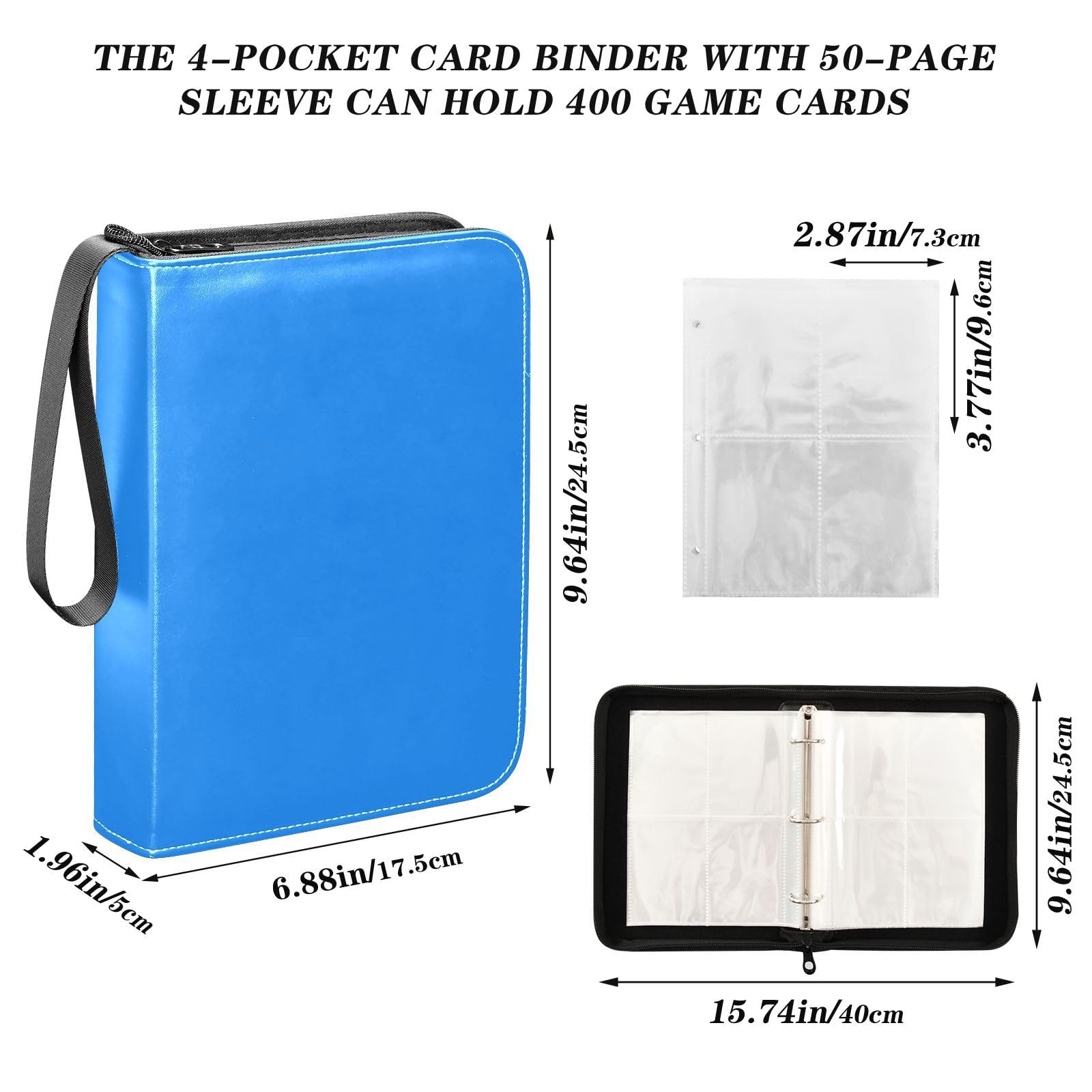 Amazon.com: Blue Baseball Card Sleeves 3 Ring Binder Card Holder Protectors  Set 4 Pocket Trading Card Binder : Toys & Games
