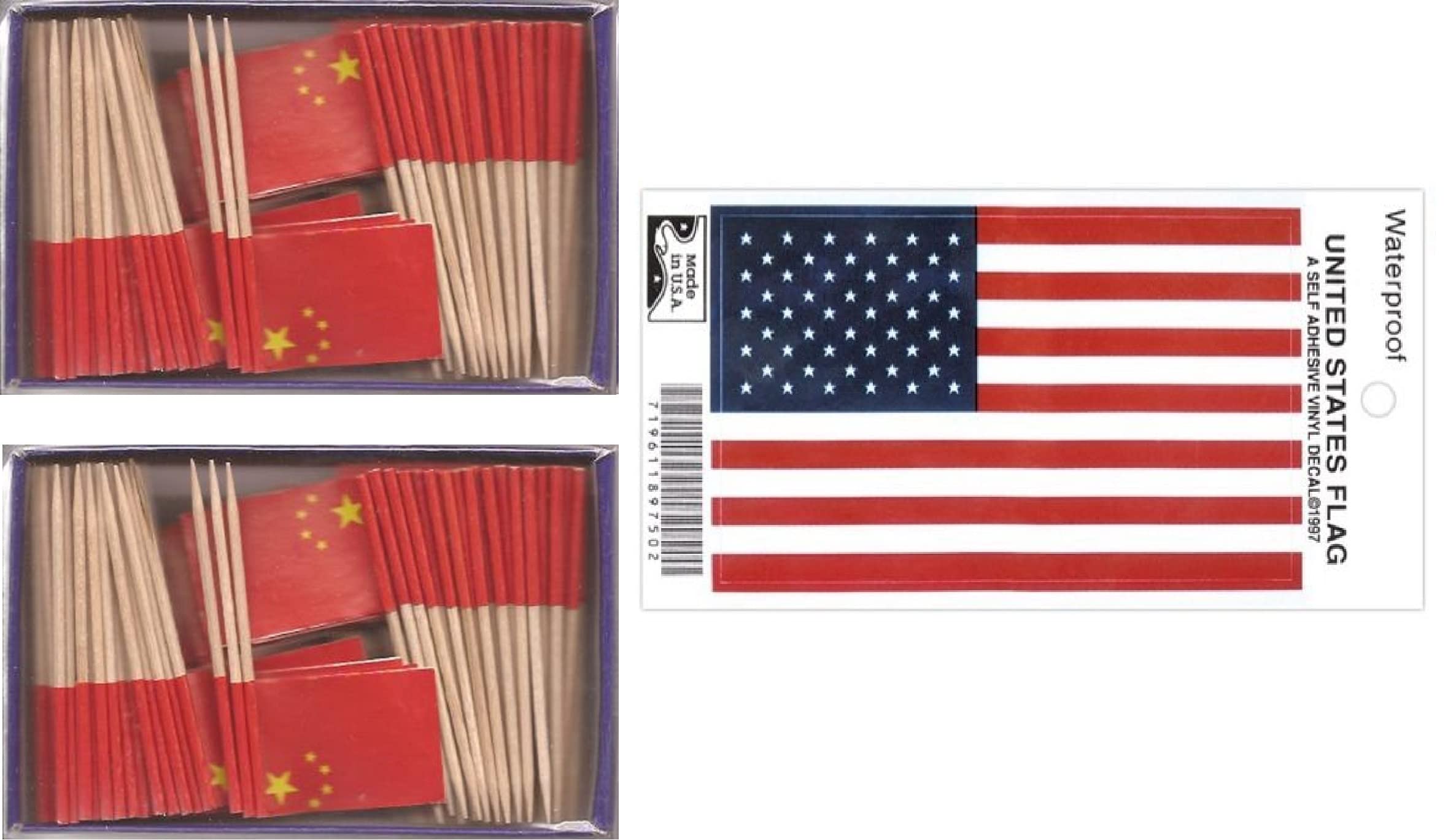 Amazon.com: 2 Boxes Mini China Toothpick Flags, Total 200 Small Mini  Chinese Flag Cupcake Toothpicks or Tiny Cocktail Sticks & Picks : Home &  Kitchen