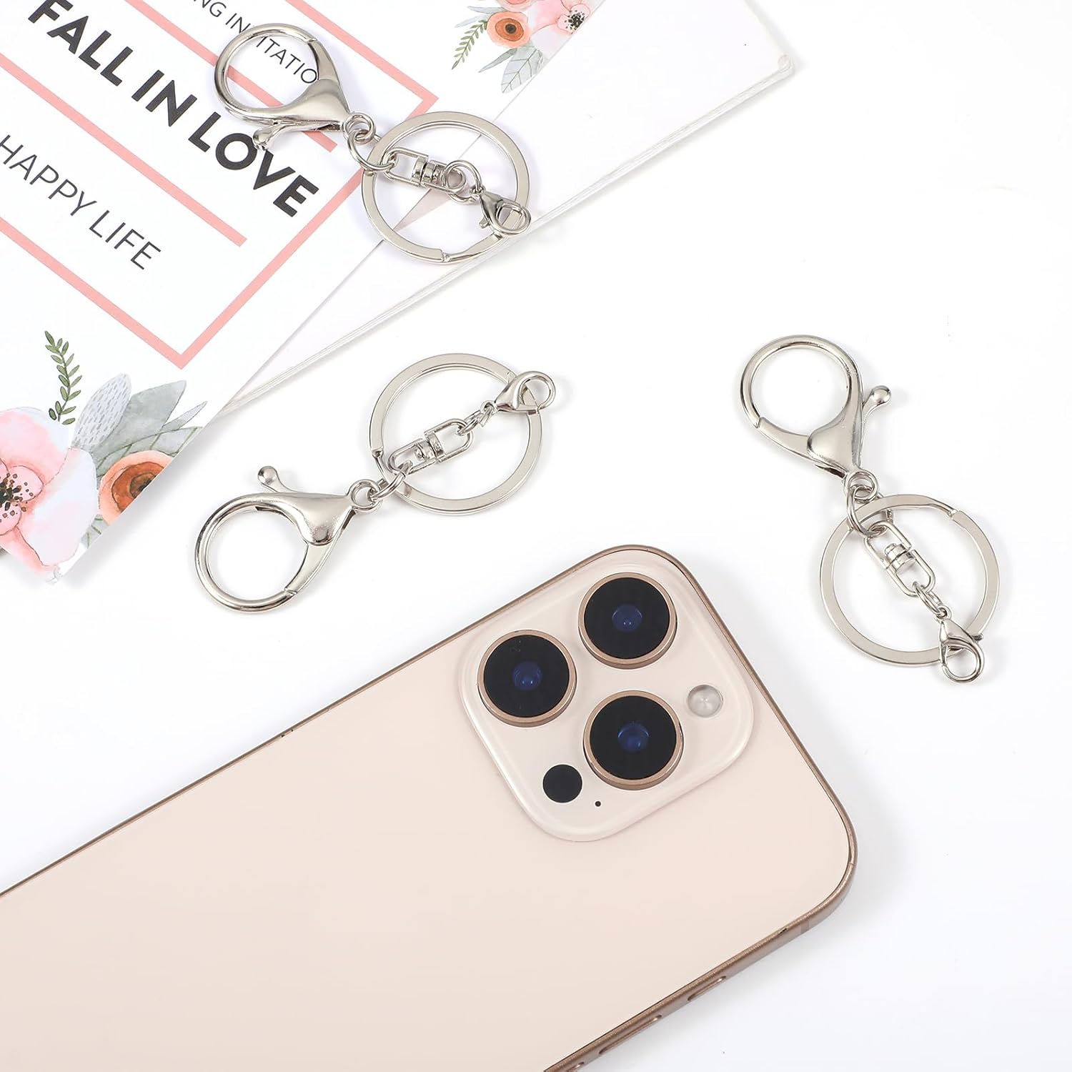 Yolev 20Pcs Lobster Claw Clasps Swivel Hooks Keychain Jewelry DIY Kit (Silver) - Image 3