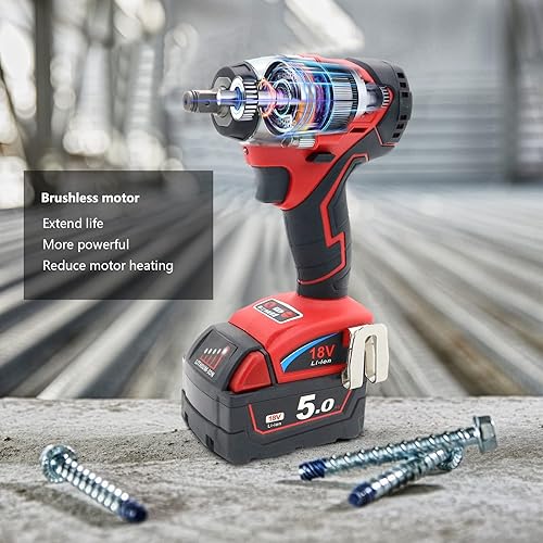 Miniatura 5 de FSYAO Llave de impacto inalámbrica de 18 V y 12 pulgada, sin escobillas, par máximo de 350 pies-libras, ajuste de 4 velocidades, arranque y parada