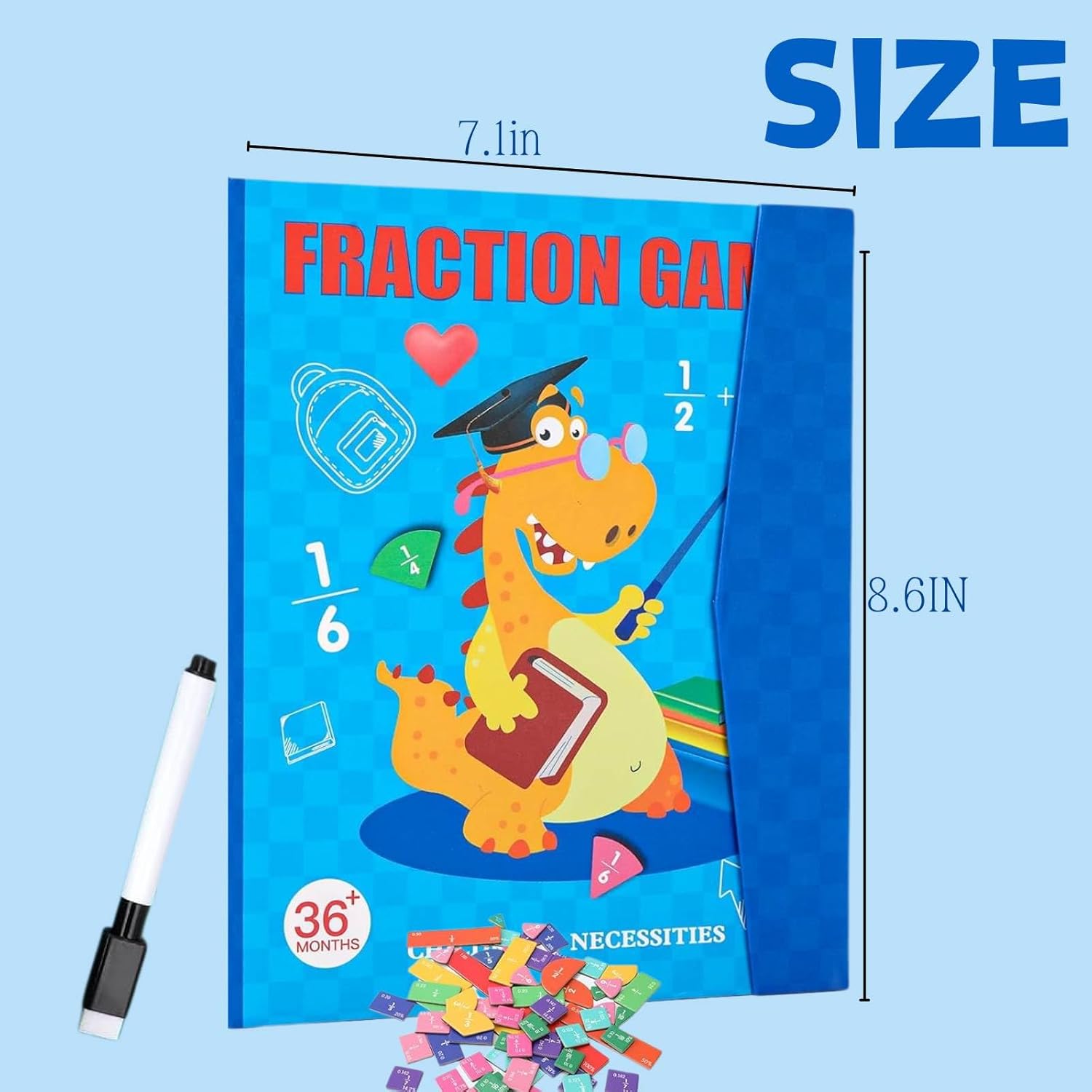 Magnetic Fraction Demonstration Book, Magnetic Fraction Educational Puzzle, Magnetic Fraction Tiles & Fraction Circles Set, Math Manipulatives for Early Math Skills - Image 6