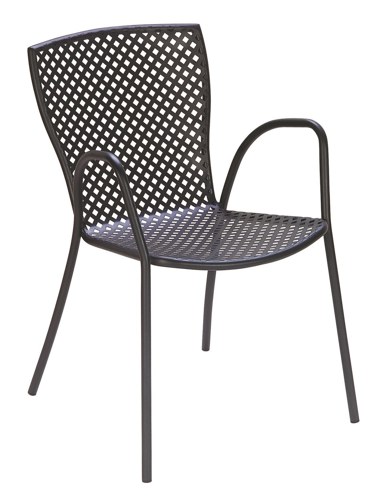 Chaise de jardin fauteuil empilable anthracite Sonia lot de 2 mobilier extérieur Dehor