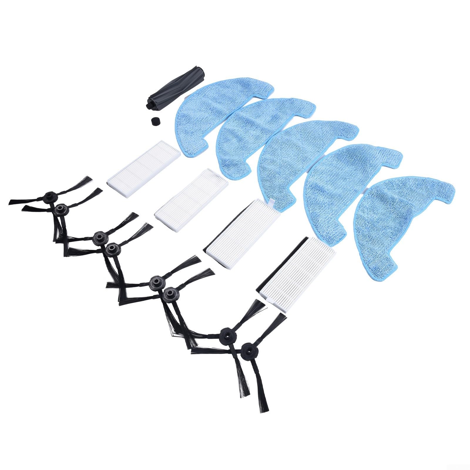 Kit Accessoires Remplacement Robot Aspirateur DOMOOVA DRV80 Animal - 6 Brosses Latérales, 3 Filtres, 4 Chiffons - 4