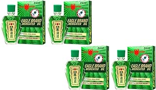 2 Packs - Green Twin Eagle Essentail Medicated Oil - Bon Chai Dau Con O Xanh - 24mL per Bottle - Made in Singapore