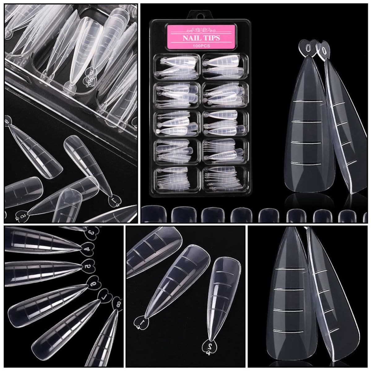 100pcs White Plastic Nail Tips for Extensions Practical and Easy to Paint Manicure Nail Art Accessory with Unique Design and Fine Workmanship for DIY Extension Kit