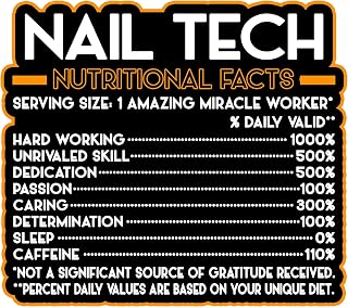 Nail Tech Vinyl Decal Sticker – Nutritional Facts Quote for Laptops, Water Bottles, Cars, Bumpers, Toolboxes – Gift for Coworker, Office, Birthday, Christmas – Waterproof Vinyl, Easy Peel