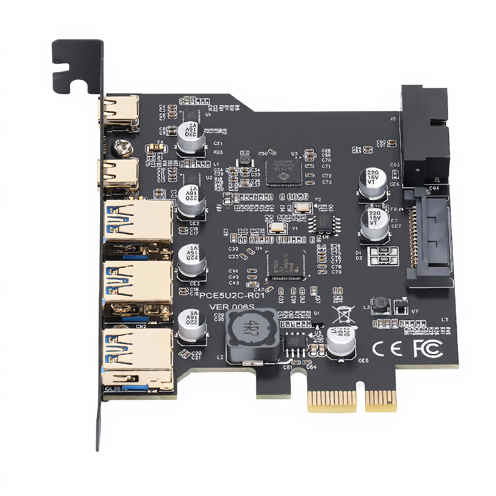 gowenic pcie to usb 3.2 card, with 3 usb a ports and 2 usb c ports, 20 gbps bandwidth internal pci e express expansion card for desktop pc for windows, linux, for os x