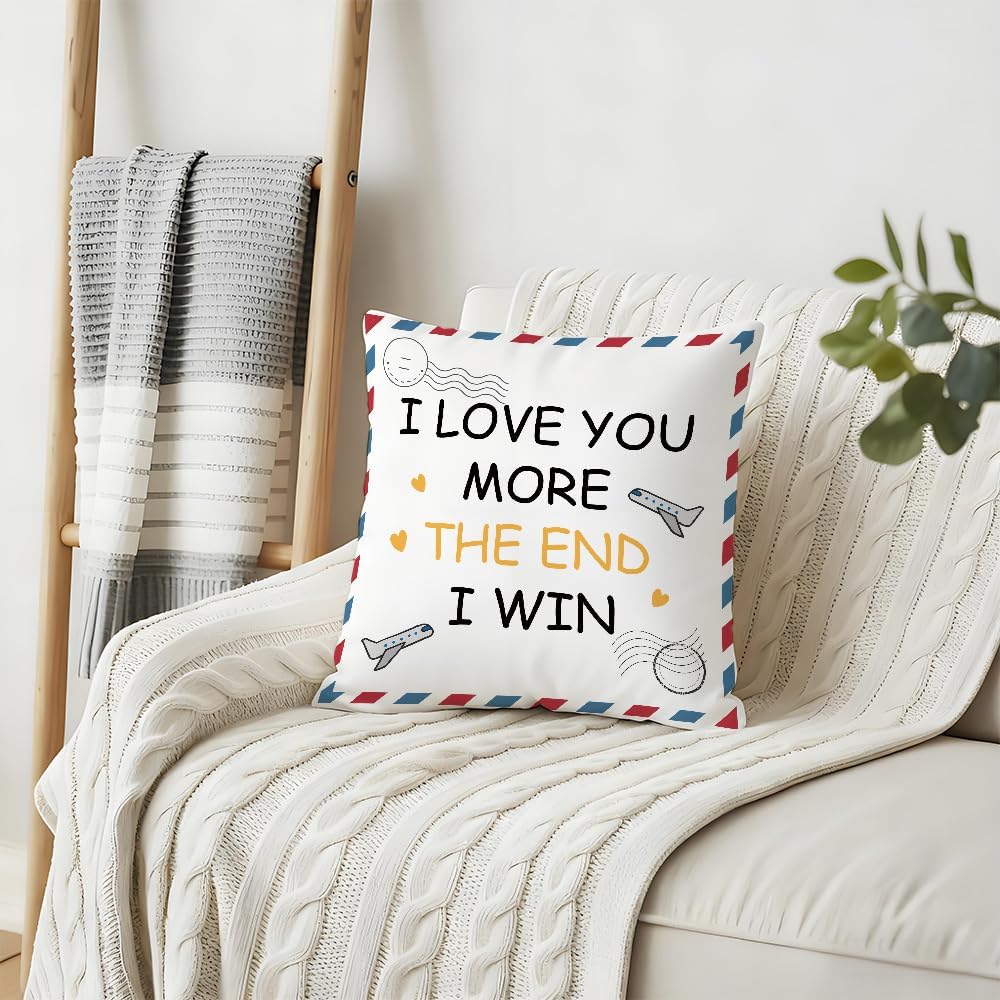 Aelciyue Girlfriend Valentines Day Gifts - Birthday Anniversary Christmas Long Distance Relationship Gifts for Couple Boyfriend Husband Wife 18x18 Pillow Cover Pillowcase I Love You More The End I Win image 2