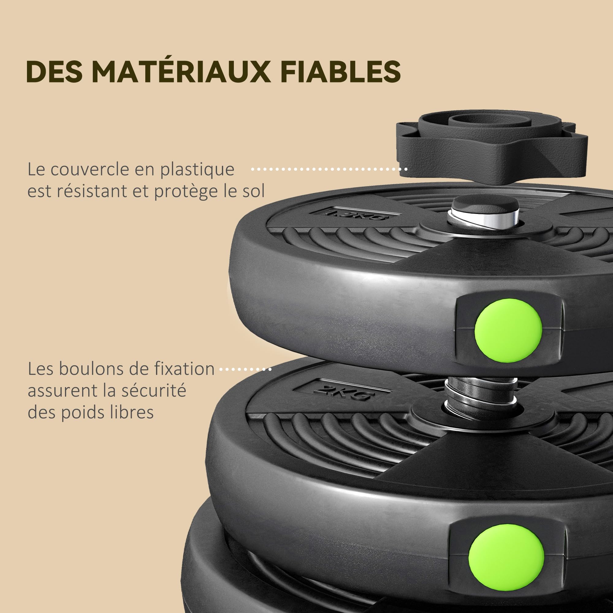 SPORTNOW Haltères 2 en 1 réglables, haltères libres avec poignées antidérapantes, 20/25/30 KG - Barres incluses - entraînement Musculaire & haltérophilie noir et vert